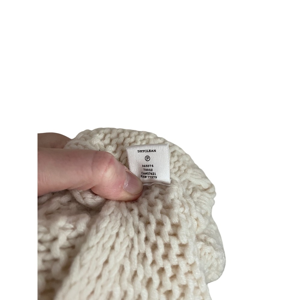 Chunky Cable Knit 100% Cashmere Cream Turtleneck Sweater Small Fisherman Cozy - Picture 7 of 7